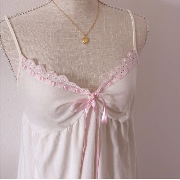 Victoria secret brand new without tag cotton White Lace bow Nightgown - Picture 2 of 6